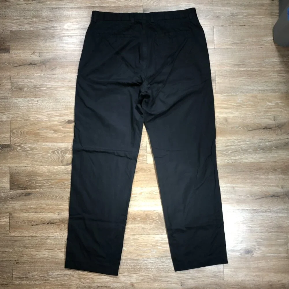 Banana Republic Gavin Chino Pants Men 38 x 33 Black Flat Front Straight Fit